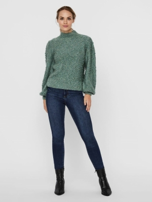 VMDIANABUBLA LS HIGHNECK BLOUS Oil Blue