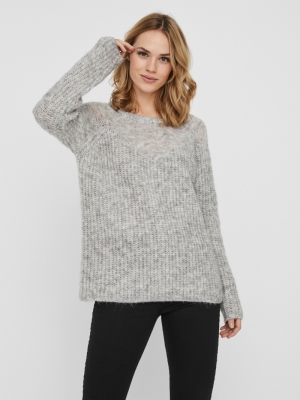VMDAISY LS O-NECK BLOUSE GA Light Grey Mela