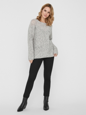 VMDAISY LS O-NECK BLOUSE GA Light Grey Mela