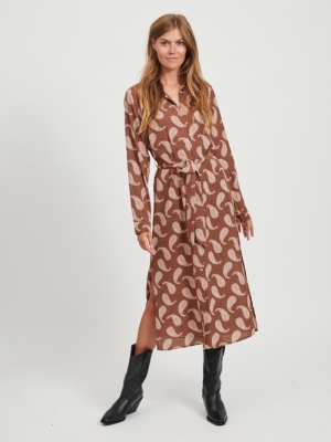 VIOTI L-S SHIRT DRESS -RX Tortoise Shell/
