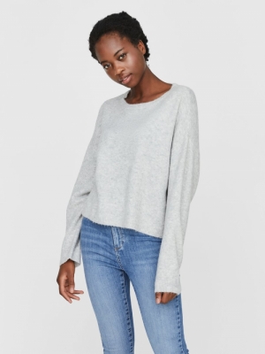 VMPLAZA LS BOXY BLOUSE GA BOO Light Grey Mela