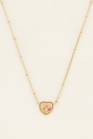Ketting wildflower hartje goud