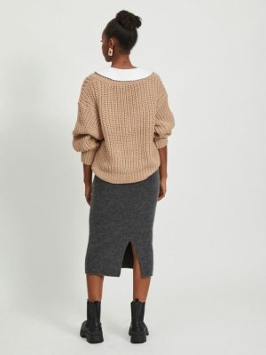 VINECIA L-S V-NECK KNIT PULLOV Nomad