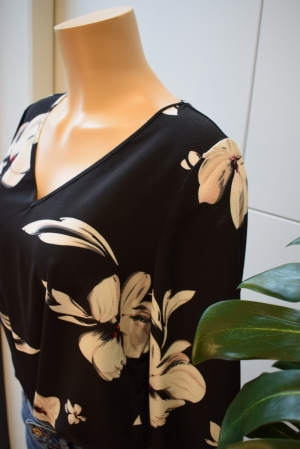 ONLVIC LS AOP V NECK TOP WVN Black/FLORENCE