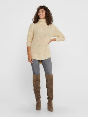 ONLNEW MELLA L-S LONG PULLOVER Almond Milk/W.