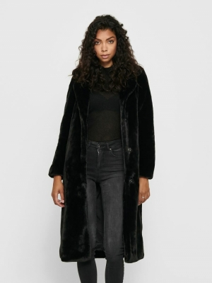 ONLFRIDA LONG FAUX FUR COAT OT Black