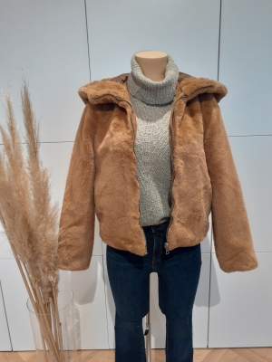 VMTHEA HOODY SHORT FAUX FUR JA Tobacco Brown