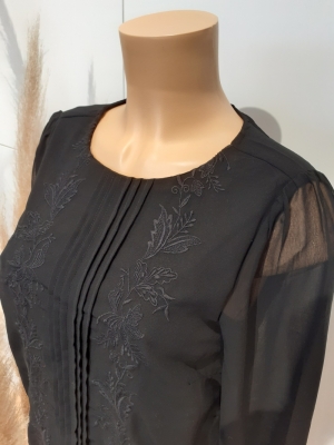 VMCAROLINE L-S PLEAT TOP VIP Black