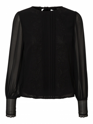 VMCAROLINE L-S PLEAT TOP VIP Black