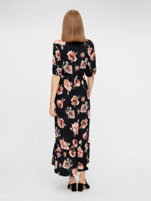 PCRIMMA 2-4 LONG DRESS Black/BIG FLOWE