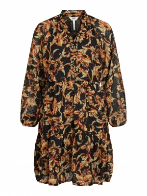 OBJMIKA GIA L-S DRESS A LMT 10 Black/BAROQUE P