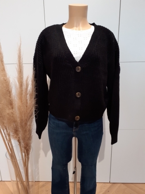 VMLEA LS V-NECK CARDIGAN PI Black