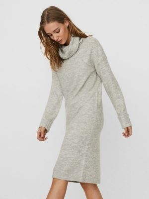 VMGAIVA LS COWL NECK DRESS GA Light Grey Mela