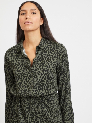 VIDANIA L-S SHIRT DRESS-SU-L Forest Night/W.