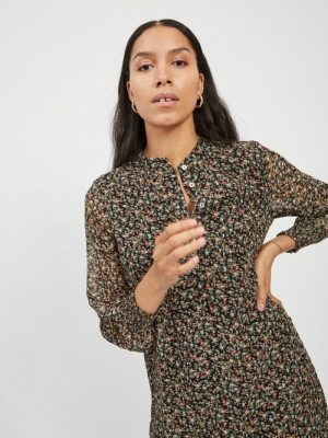 VIBLUMSTA L-S DRESS Black/SMALL FLO