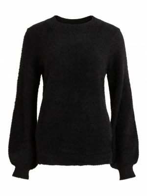 VIFEAMI BALLOON KNIT TOP-SU - Black