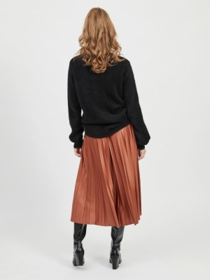 VIFEAMI BALLOON KNIT TOP-SU - Black