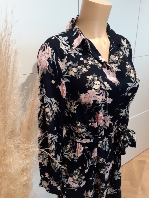 PCPAOLA LS SHIRT DRESS Black/BIG FLOWE