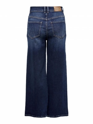 ONLMADISON HI LIFE WIDE CROP R Dark Blue Denim