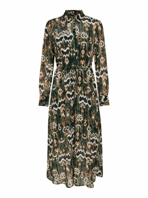 ONLELOISE L-S MIDI DRESS WVN Kalamata/TRAIL