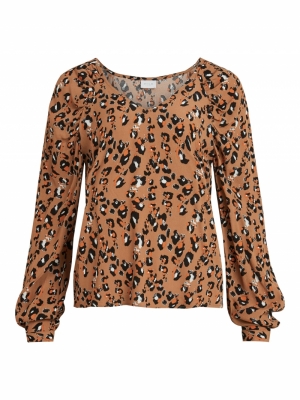 VIKITTIE V-NECK L-S TOP-PB Tigers Eye/W. B