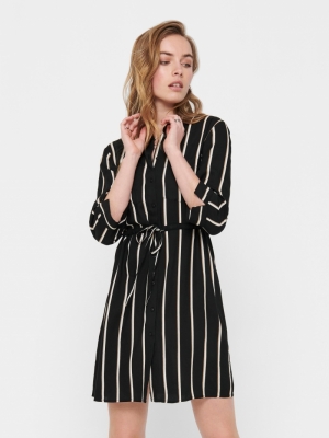 ONLTAMARI 3-4 SHIRT DRESS WVN Black/WHITE/CAM