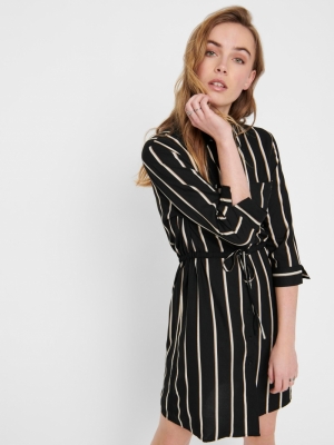 ONLTAMARI 3-4 SHIRT DRESS WVN Black/WHITE/CAM