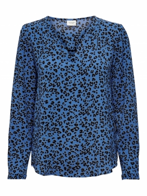 JDYPIPER L-S V-NECK TOP WVN NO Blue Iolite/SIL