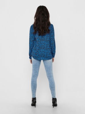 JDYPIPER L-S V-NECK TOP WVN NO Blue Iolite/SIL