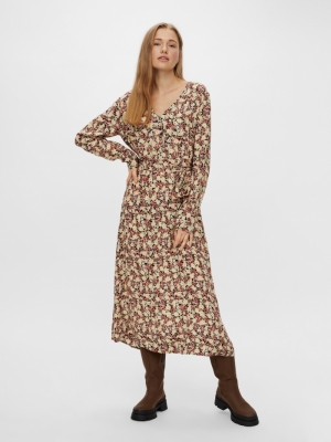 PCINIS LS MIDI TIE DRESS D2D Black/PALE BANA