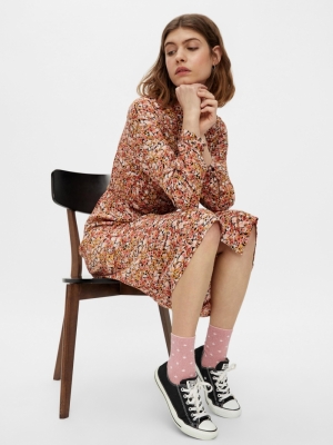 PCLEONA LS MIDI SHIRT DRESS D2 Black/MISTY ROS