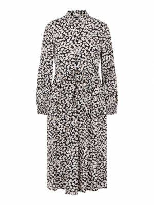 PCIDA LS MIDI DRESS D2D Black/WHITE/PUR