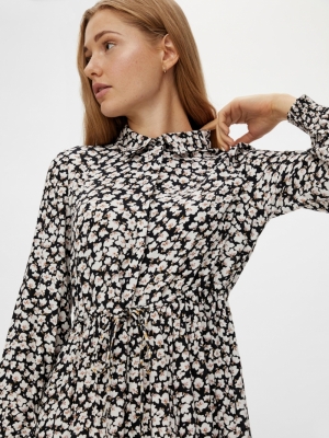 PCIDA LS MIDI DRESS D2D Black/WHITE/PUR
