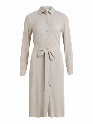 VIDANIA BELT L-S SHIRT DRESS-S Dove
