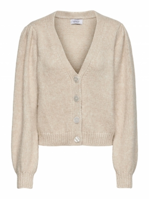 ONLBENIN L-S V-NECK CARDIGAN K Pumice Stone/W.