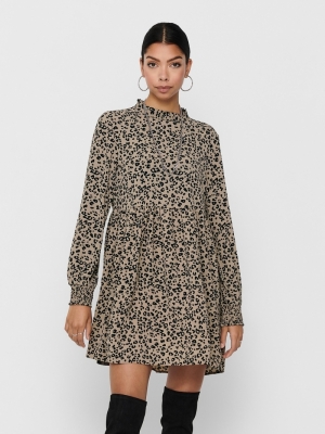JDYPIPER L-S SHORT DRESS WVN N Silver Mink/BLA
