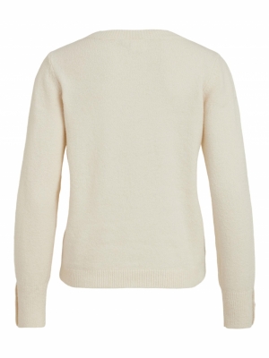 VISPARKLE L-S V-NECK KNIT TOP- Birch