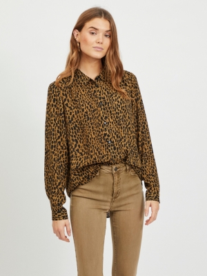 VILUCY BUTTON L-S SHIRT - FAV Butternut/WILD