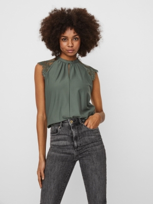 VMMILLA SL LACE TEE GA COLOR Laurel Wreath