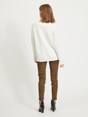 VIRIL OVERSIZE V-NECK KNIT TOP White Alyssum