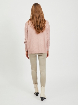 VIRIL OVERSIZE V-NECK KNIT TOP Pale Mauve/MELA