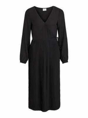 VIMEJU L-S WRAP MIDI PLISSE DR Black