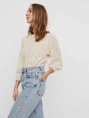 VMELLA 3-4 RIB BLOUSE GA BOO Birch/MELANGE