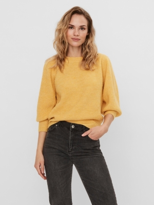 VMELLA 3-4 RIB BLOUSE GA BOO Cornsilk/MELANG