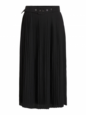 VIMEJU HW MIDI PLISSE SKIRT-SU Black