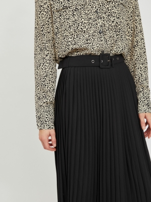 VIMEJU HW MIDI PLISSE SKIRT-SU Black