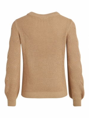 VIENIA O-NECK L-S KNIT TOP-SU Nomad