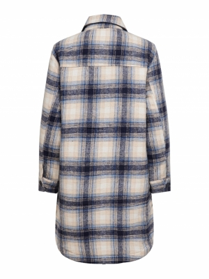 JDYTIK LONG CHECK SHIRT JACKET Majolica Blue/S