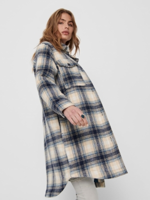JDYTIK LONG CHECK SHIRT JACKET Majolica Blue/S