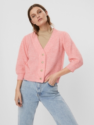 VMKLAUDIA 3-4 V-NECK CARDIGAN Geranium Pink